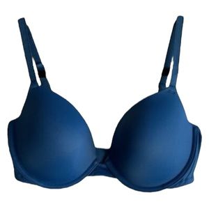 Pink Victoria Secret Wear Everywhere Demi Buste Blue Tshirt Bra Size 34D